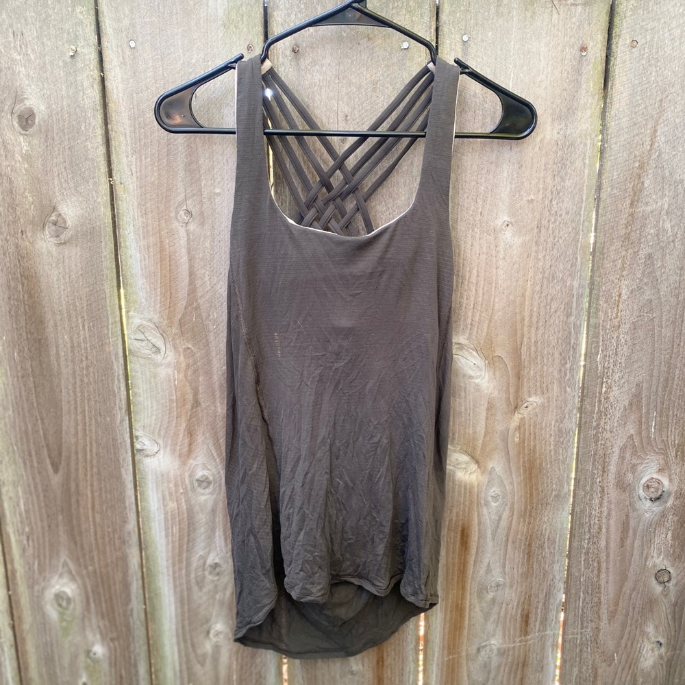 Lululemon strappy open back tank top dark grey